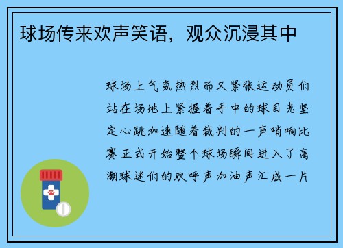 球场传来欢声笑语，观众沉浸其中